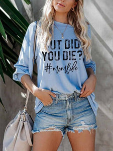 Printed Loose Strapless Long-Sleeved T-Shirt