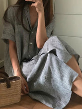 Load image into Gallery viewer, Casual Shirt Striped Short Sleeve Dress
