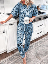 Load image into Gallery viewer, Casual Simple Short Sleeve Top Pants Leopard Print Suit
