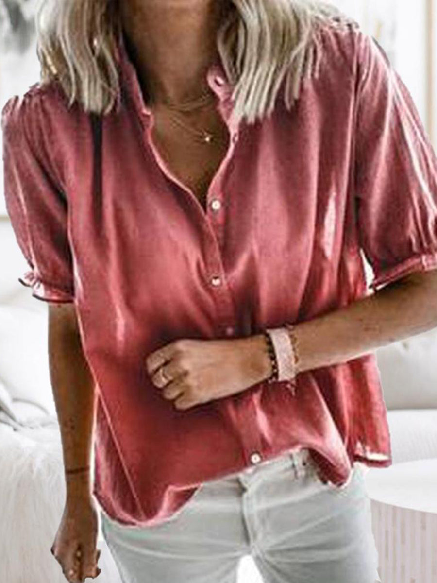 Simple Casual Loose Short Sleeve Shirt