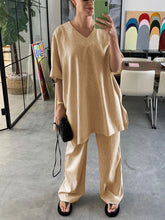 Load image into Gallery viewer, Spring Autumn Pure Color Loose Top Pants Two-piece Suit
