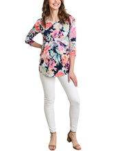Load image into Gallery viewer, Printed Cropped Sleeves Round Neck Casual Pregnant Maternity Tops
