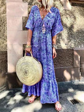 Load image into Gallery viewer, Fashionable Bohemian Printed V-neck Dress

