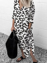 Load image into Gallery viewer, Fashion Leopard Print Long Sleeve Split Dress
