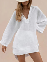 Load image into Gallery viewer, Simple Casual Loose V-Neck Long Sleeve Mini Dress
