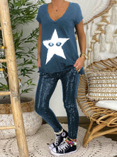 Load image into Gallery viewer, Fashion Casual Loose Star Top Sequin Pants Set
