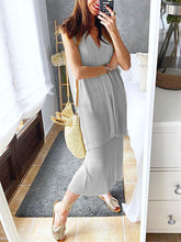Load image into Gallery viewer, Simple Casual Loose V Neck Top Skirt Suit
