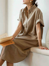 Load image into Gallery viewer, Simple Casual Loose Lapel Dress
