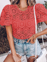 Load image into Gallery viewer, Romantic Sweet Lace Loose Round Neck Top
