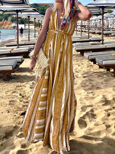 Deep V-Neck Sleeveless Maxi Dresses for Vacation