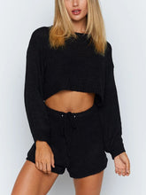 Load image into Gallery viewer, Pure Color Tops Casual Shorts Knit Set
