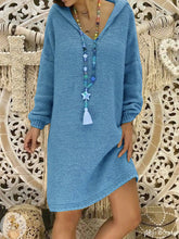 Load image into Gallery viewer, Simple Knitted Long Sleeve Casual Dress with Hood
