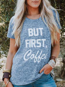 Loose Short Sleeve Round Neck Print Tops
