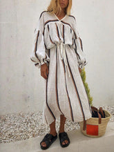 Load image into Gallery viewer, Loose V-Neck Striped Dress
