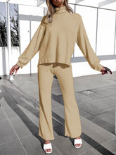 Load image into Gallery viewer, Simple Casual Loose High Neck Top Pants Knit Suit
