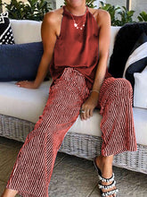 Load image into Gallery viewer, Casual Loose Top Striped Pants Set
