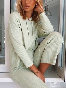 Two-piece Solid Color V-neck Hoodie