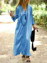 Load image into Gallery viewer, Simple Casual Loose V-Neck Long Sleeve Maxi Dress
