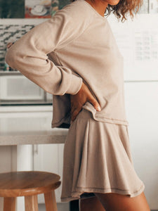 Solid Color Long Sleeve Top Loose Shorts Casual Suit