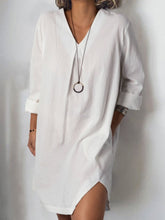 Load image into Gallery viewer, Casual Long Sleeve Cotton Solid Casual Dress
