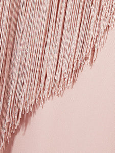 Tulle-paneled Fringed Mini Dress