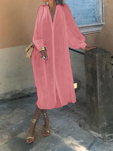 Load image into Gallery viewer, Deep V-neck Lantern Sleeve Polka Dot Loose Casual Dress

