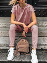 Load image into Gallery viewer, Fashionable Solid Color Casual Round Neck Short Sleeve Set
