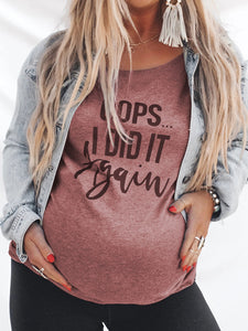 Casual Letter Printed Maternity Top