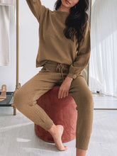 Load image into Gallery viewer, Fashion Casual Round Neck Solid Color Two-piece Suit

