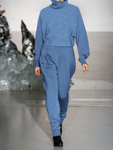 Load image into Gallery viewer, High-neck Long-sleeved Top and Trousers Knitted Two-piece Suit
