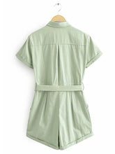 Load image into Gallery viewer, Button Belted Pockets Romper
