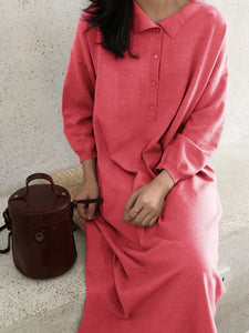 Simple Casual Loose Long Sleeve Dress
