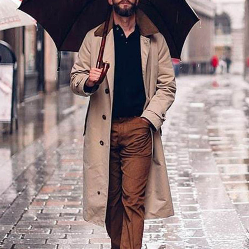Men'S Fashion Solid Color Lapel Single-Breasted Loose Coat