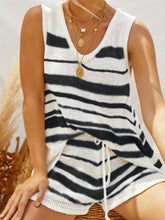 Load image into Gallery viewer, Casual Loose V-Neck Top Pants Stripe Knitted Suit
