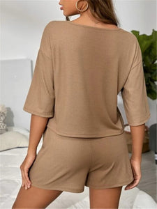 V-neck Clear Color Loose Suit