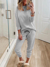 Load image into Gallery viewer, Casual Loose Round Neck Long Sleeve Top Two-piece Suit
