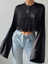 Load image into Gallery viewer, Solid Color Button Flares Sleeve Skirts Set
