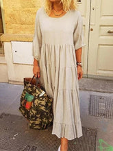 Load image into Gallery viewer, Bohemian Casual Solid Long Sleeve Maxi Dress
