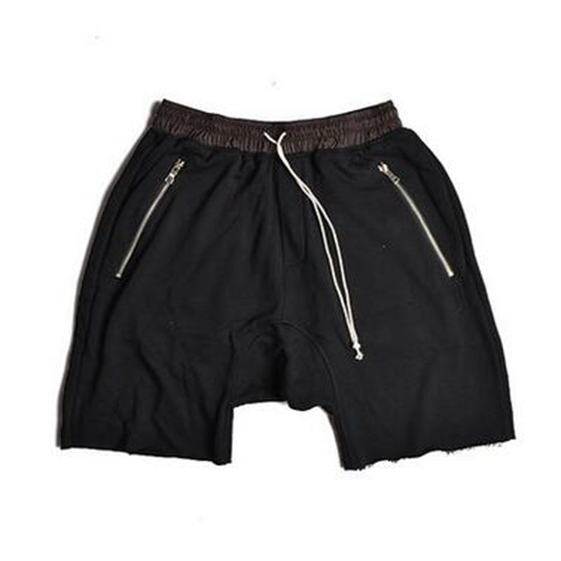 Zip Pocket Drawstring Solid Color Shorts