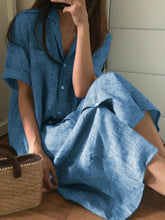 Load image into Gallery viewer, Casual Shirt Striped Short Sleeve Dress
