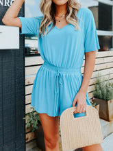 Load image into Gallery viewer, Casual Solid Color V-neck Short Sleeve Jumpsuit
