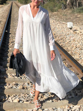 Load image into Gallery viewer, V-Neck Solid Color Long Sleeve Dress
