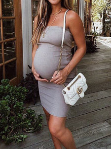 Sexy Solid Color Tube Top Pregnant Women Dress