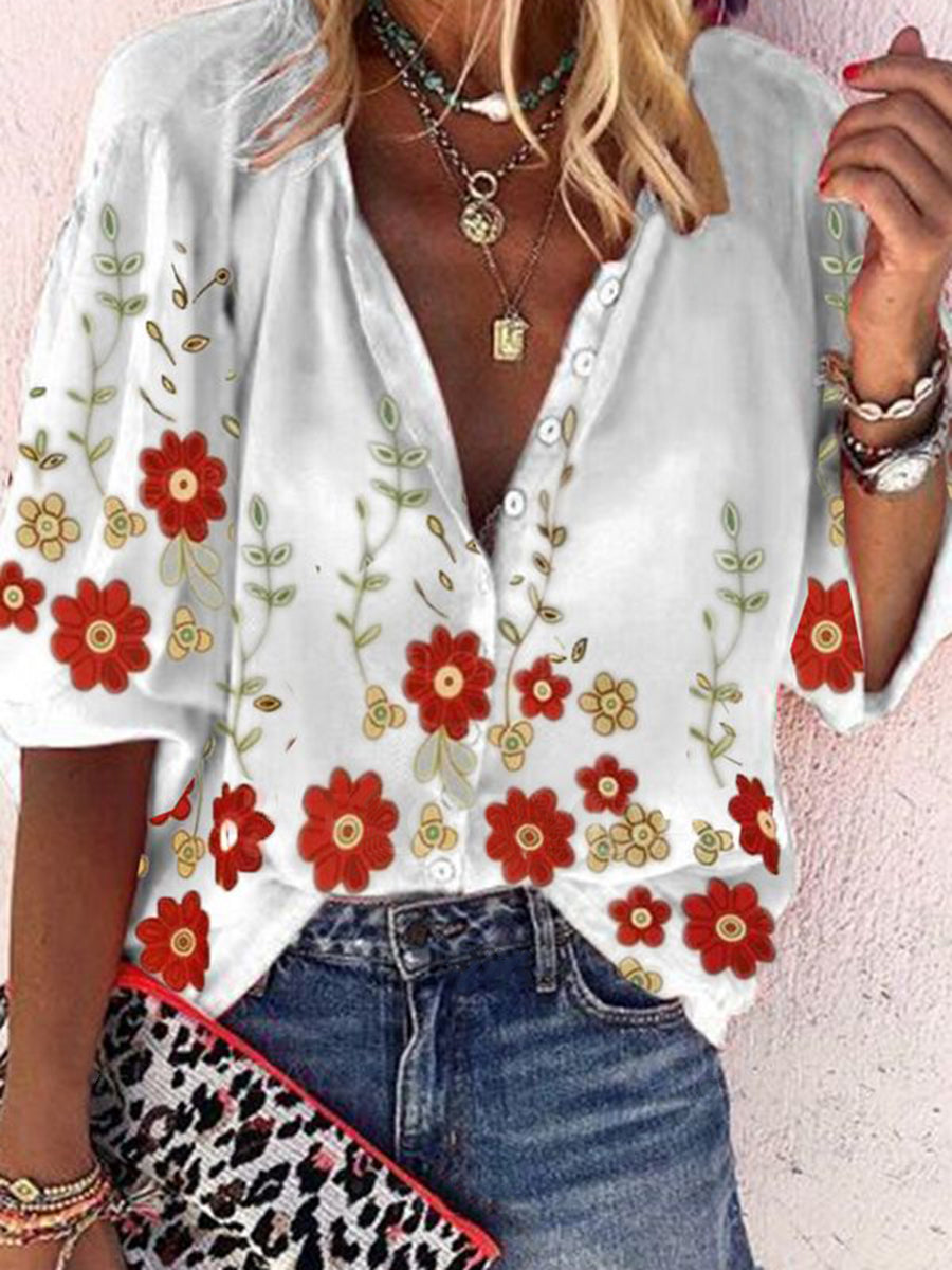 Romantic Idyllic Floral Shirt Top