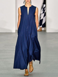 Fashionable Simple V-Neck Maxi Dress