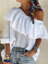Load image into Gallery viewer, Solid Color Casual Ruffle Top
