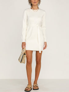 Round Neck Solid Color Long Sleeve Loose Dress