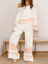 Load image into Gallery viewer, Fashion Casual Round Neck Striped Two-piece Suit

