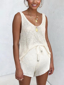 Vest Shorts Knitting Casual Two Piece Set