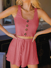 Load image into Gallery viewer, Short Vest with Button Decoration Loose Shorts Suit
